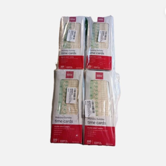 Office Depot Other - 4 Boxes of 100 Office Depot TOPS 1291 Time Cards Weekly 2-Sided Manila 400 Total
